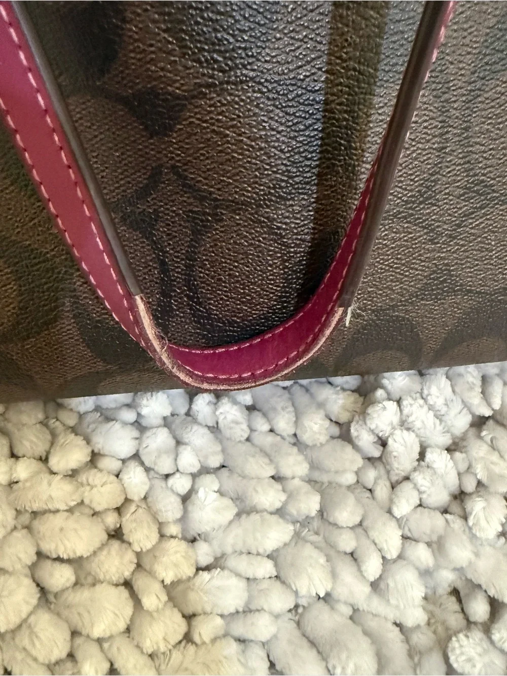 Coach Black Signature Tote with Plum Trim